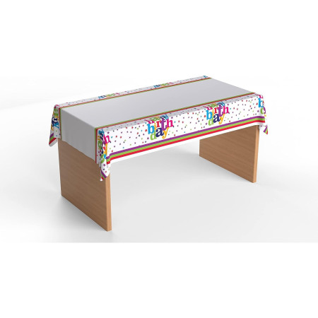 Fata de Masa Dreptunghiulara, Cyrax, Colectia Happy Birthday, 180 x 108 cm, din Plastic PE, Impermeabila, Multicolor