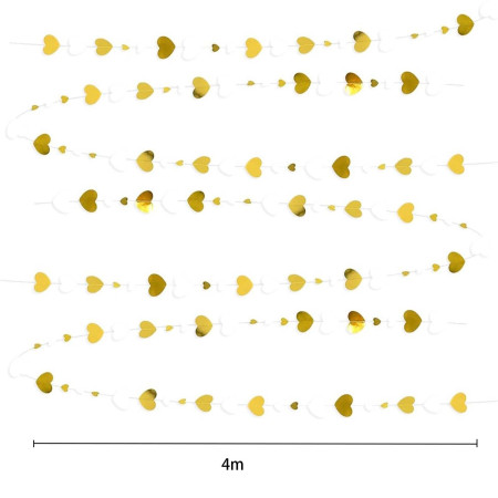 Banner cu Inimioare, Cyrax, Tip Franjuri, 4 m, Rola de Ata Inclusa, Auriu/Alb