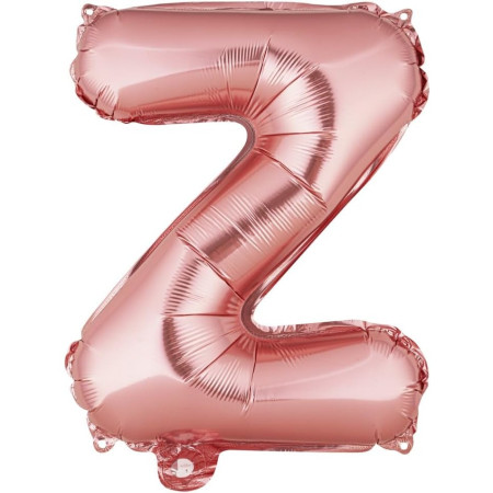 Balon Folie Metalizata Litera Z, Cyrax, 40 cm, Umflati cu Heliu sau Aer, Ambalaj Individual, Pai inclus, Rose Gold