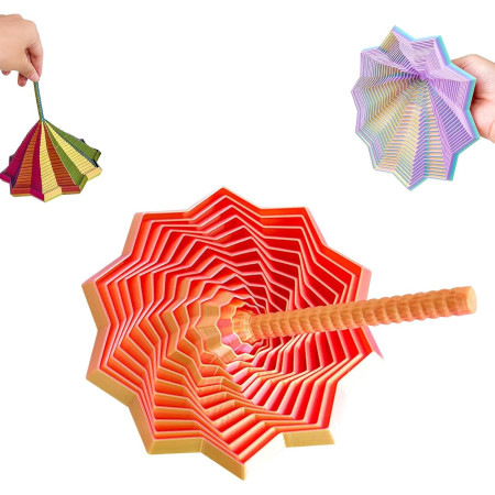 Jucarie Decompresie, Cyrax, Model Stea 3D, DuoChrome, Maner Spirala, Turn Magic Geometric, Multiple Forme, Anti-stress, 8.6 cm, Roz/Auriu