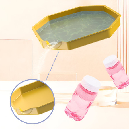 Pistol pentru Baloane de Sapun, Cyrax, 69 de Gauri, Lumini Colorate, Tavita, Lichid, Baterie de Li, Cablu de Incarcare, 24cm x 14cm x 24cm, Roz