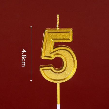 Lumanare pentru Tort Cifra 5, Cyrax, 4.8 cm, Aniversare, Aurie