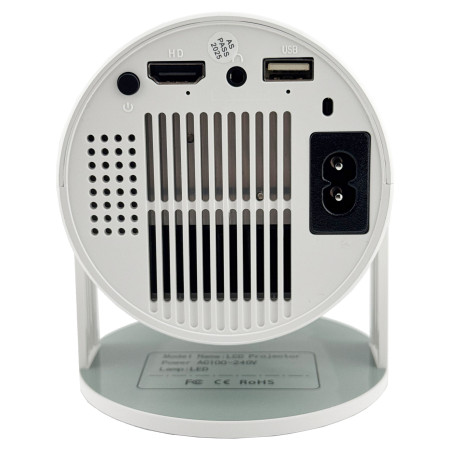 Video Proiector Portabil cilindric HY300,  Inteligent, HD 1280×720, Wireless, Compatibil cu Android/iOS, AC, 19 x 11 x 9 cm, Alb