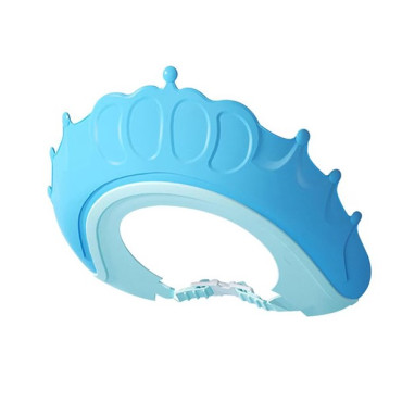 Cyrax Viziera de Protectie Baie Pentru Copii, Fippy, Model Coronita, Dimensiune ajustabila, Durabil, Usor de curatat, Impotriva Samponului, pentru Ochi si Urechi, TPE+PP, 24x22 cm, Albastru