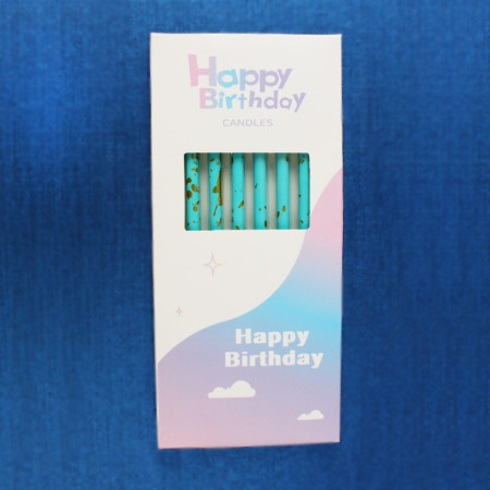 Set 6 Lumanari Lungi, Cyrax, din Parafina, 10 x 0.5 cm, Happy Birthday, Albastru