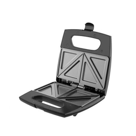 Sandwich Maker Cyrax, 24 x 23.5 cm, cu forme de triunghi si patrat, Cablu 80 cm, Material Interior Antiaderent, Inoxidabil, Maner Izolat Termic, 750W, 220 V, gri