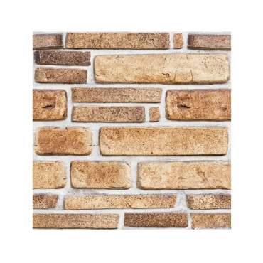 Set 10 Placi Tapet 3D,  30 x 30 cm, din PVC, Tip Piatra, Suprafata acoperita 0.9 mp, Autoadeziv, Bej