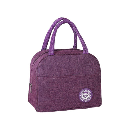 Geanta Termica pentru Pranz, Cyrax, Multifunctionala, Compartimentata, Impermeabila, cu Manere, Buzunar Exterior, 22x14x19 cm, Mov