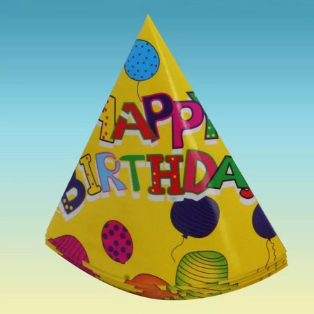 Set 6 Coifuri, Cyrax, Petrecere Copii, din Carton, 20 x 13.5 cm, Model 3 Happy Birthday, Multicolor