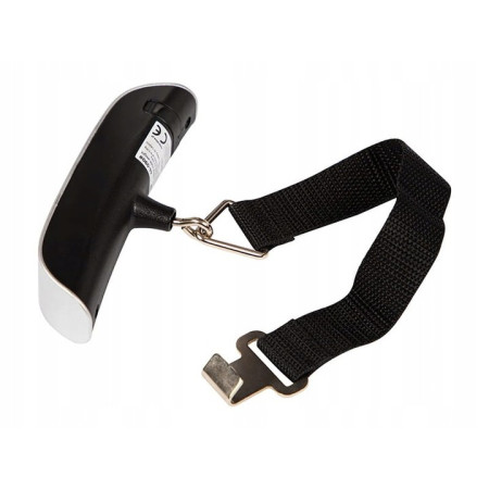 Cantar Digital de Mana Curea, Cyrax, Cantar Portabil, Cantarire Bagaje, Capacitate 50 kg, Functie de Tara, 12.5 x 2.8 x 2.8 cm, Alb-Negru