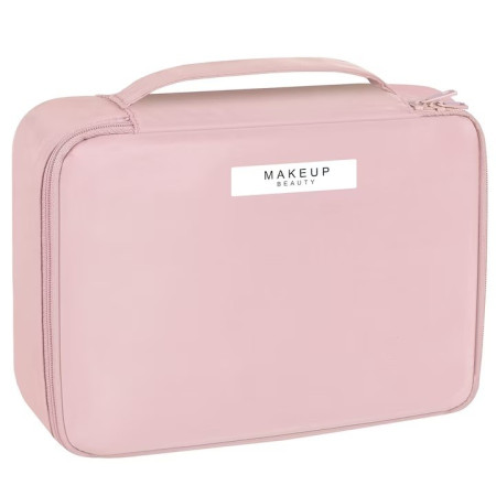 Geanta de Calatorie, Cyrax, pentru Cosmetice si Articole de Toaleta, Material Impermeabil, 2 in 1, Portfard Interior Detasabil, 23 x 16 x 8 cm, Roz