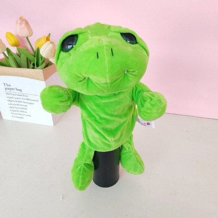 Papusa de Mana pentru Teatru de Papusi, Cyrax, din Plus, 25 x 10 x 8 cm, Model Broasca, Verde