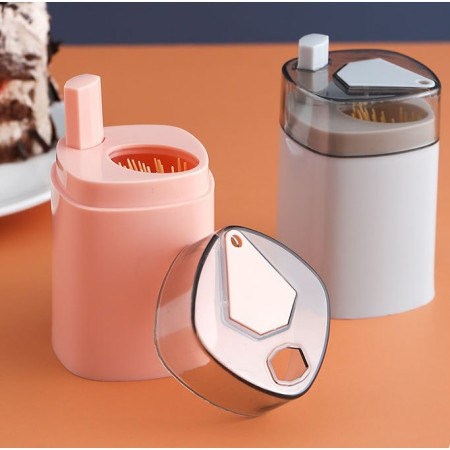 Suport Scobitori, Cyrax, Automat, cu Buton si Capac, din PP, 9.5x6 cm, Roz