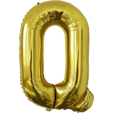 Balon Folie Metalizata Litera Q, Cyrax, 40 cm, Umflati cu Heliu sau Aer, Ambalaj Individual, Pai inclus, Auriu