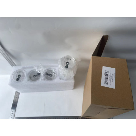 Set 4 Pahare din Sticla, Cyrax, Capace din Plastic si Paie Incluse, 500 mL, Transparente