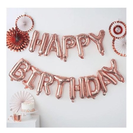 Set baloane folie Cyrax, Happy Birthday, 40 cm, rose gold