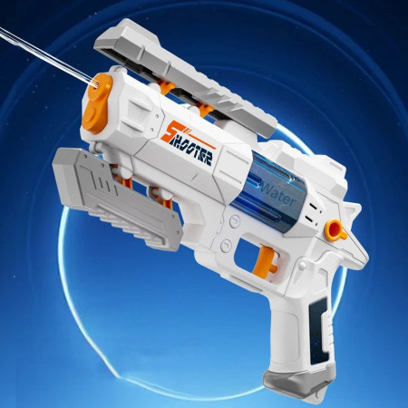 Pistol Manual cu Apa, Cyrax, Jucarie Pistol cu Apa Sigur Pentru Copii, Design Nou S-Shooter Atractiv, 23 x 14.5 cm, Alb