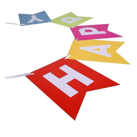Banner Happy Birthday 100x200 cm, Cyrax, Dimensiune Stegulet 11.5x16.5 cm, Rola de Ata Inclusa, Multicolor