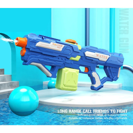 Pistol cu Apa pentru Copii, Rezervor 600ml, Cyrax, 14ani+, cu baterie 1200mAh, Electric Burst, Albastru/Verde, 800ML