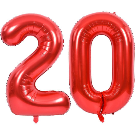 Balon din Folie Metalizata Cyrax, Figurina Cifra, Tema Aniversare 100 cm, Ambalaj Individual, Pai inclus, Umflare cu Aer sau Heliu, Rosu, Cifra 2