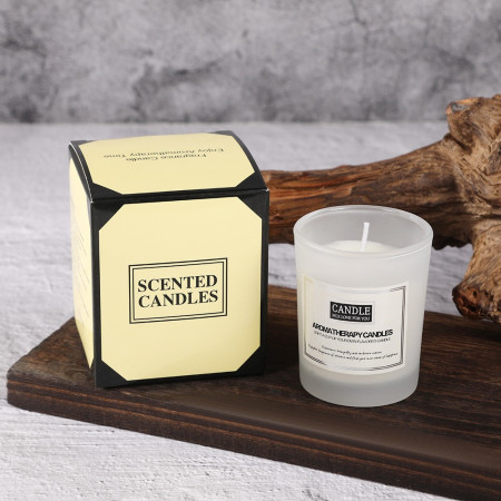 Lumanare Parfumata,  Model Borcan Translucid, 6.2 x 5.2 cm, Aroma de Frezie si Pere, Alb