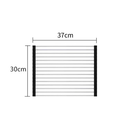 Cyrax Covoras de Scurgere pentru Chiuveta Bucatarie, din Otel Inoxidabil, Suport Chiuveta, Pliabil, Antiderapant, Usor de Curatat si de Depozitat, 37x30 cm, 15 Tuburi, Negru