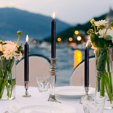 Set 4 Lumanari,  pentru Suport de Masa, Fara Miros si Fum, din Parafina, 2.2 x 25 cm, Negru