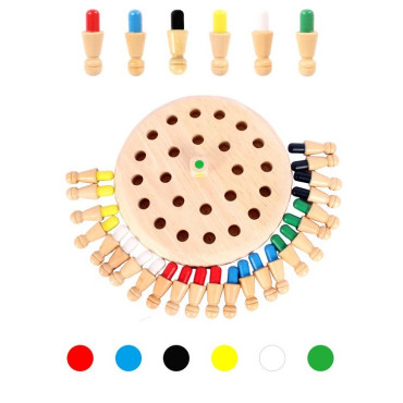 Joc de Memorie, Cyrax, pentru Toata Familia, din Lemn, Diametru Tabla de Joc 16 cm, Interactiva, +4 Ani, 6 Culori, Multicolor