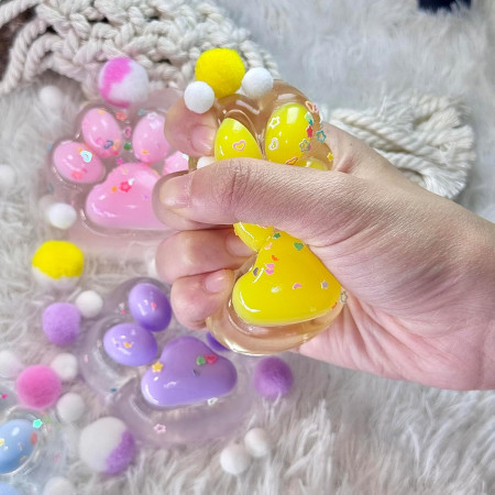 Jucarie Antistres Squishy, Cyrax, cu Revenire Lenta, Labuta de Pisica Pufoasa, 7.5 cm, Ambalaj Transparent, Model 27055, Multicolor