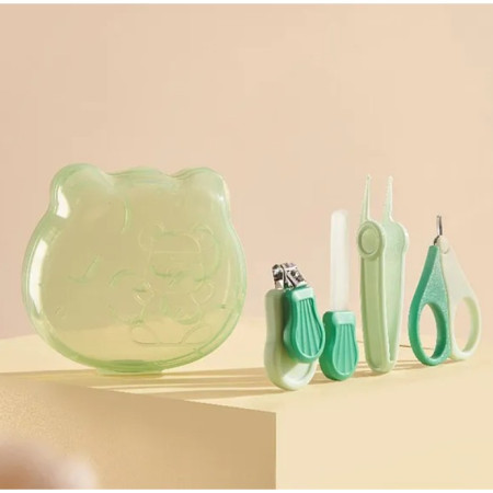 Set Ingrijire Unghii pentru Bebelusi, Cyrax, Cutie de Depozitare in Forma de Ursulet, 10 x 9.5 cm, Verde