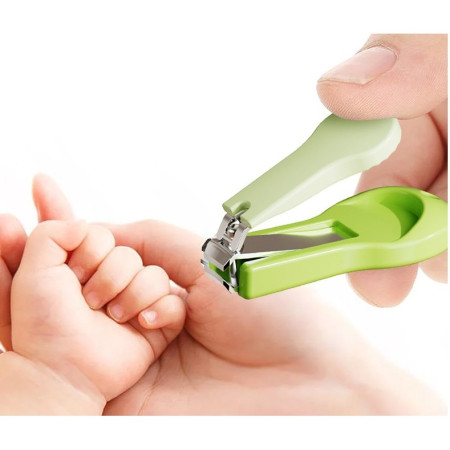 Set 4 Piese Ingrijire Unghii Bebelusi, Cyrax, din ABS+Otel Inoxidabil, Cutie de Depozitare Tip Maimuta, de la 0 Luni, Verde