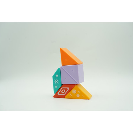 Set inteligent de constructie cu piese magnetice, Cyrax, 6 piese, pentru copii, +3 ani, multicolor