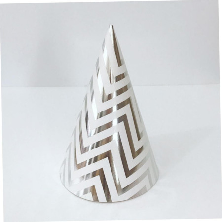 Set 6 Coifuri, Cyrax, Petrecere Copii, din Carton, 20 x 13.5 cm, Model 8 Valuri, Argintiu