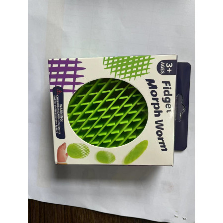 Jucarie Worm Fidget de Decompresie, Cyrax, Anti Stres, Dimensiune Compacta 6 cm, Dimensiune Extinsa 15.5 cm, Verde