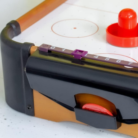 Masa Air Hockey Graffiti cu Picioare Lungi, Cyrax, Lemn, 2 Pucuri, Tabela Scor, 2 Impingatoare, 76x38x61 cm, Maro