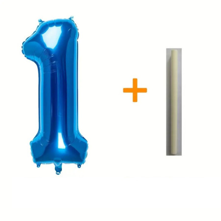 Balon din Folie Cyrax, Cifra 1, 81 cm, Pentru Aer sau Heliu, Bulk, Albastru