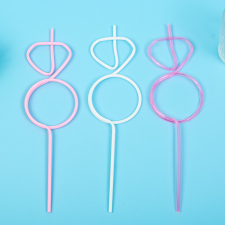 Pai de Plastic, Cyrax, Model Inel cu Diamant, Tematica Nunta, Diametru 0.5 cm, Roz/Alb