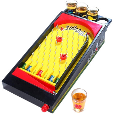 Joc de societate Pinball cu pahare pentru shoturi Cyrax, 40 x 17,7 cm, galben