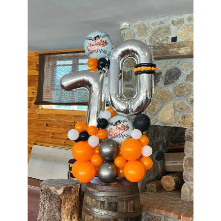 Balon din Folie Metalizata, Cyrax, Figurina Cifra, Tema Aniversare 100 cm, Ambalaj Individual, Pai inclus, Umflare cu Aer sau Heliu, Argintiu, Cifra 7