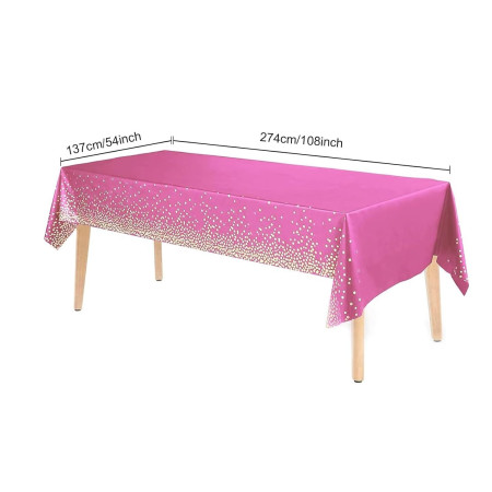 Fata de Masa, Cyrax, din PEVA, Imprimeu Buline Aurii, 137 x 274 cm, Impermeabila, Fara Pete, Curatare Rapida, Roz