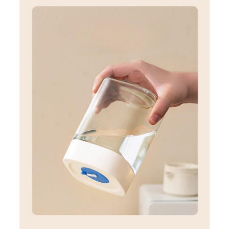 Borcan din Sticla de Inalta Calitate, Cyrax, Capac Ermetic, Uz Casnic, Depozitarea Condimentelor sau a Alimentelor Umede si Uscate, 500 mL, 10x10x9 cm, Alb