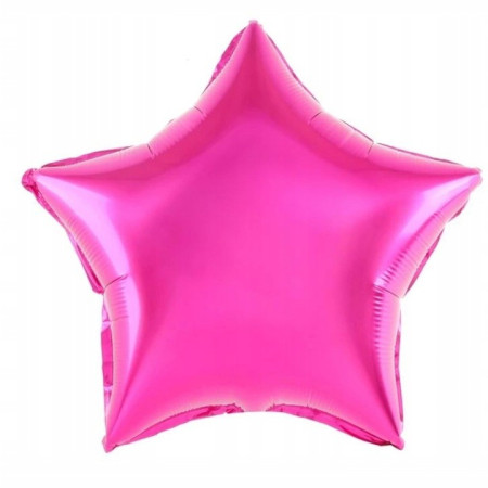 Balon din Folie Metalizata, Cyrax, Figurina Stea, Model Simplu, Tematica Aniversare, 40 cm, Ambalaj Individual, Pai Inclus, Umflare cu Aer sau Heliu, Roz