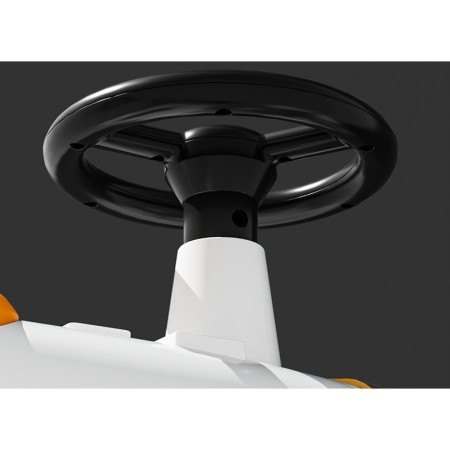 Masinuta Electrica Cyrax, Model de Epoca, cu Acumulator, Sistem Anti-Rasturnare, Sistem de Lumini si Sunet, 1-5 Ani, 75 x 36 x 45 cm, Alb