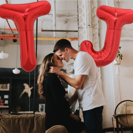 Balon Folie Metalizata Litera J, Cyrax, 40 cm, Umflati cu Heliu sau Aer, Ambalaj Individual, Pai inclus, Rosu