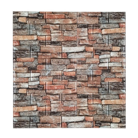 Set 10 Placi de Tapet,  Autoadezive, 70 x 77 cm, 3.5 mm Grosime, Suprafata Acoperita 5.3 mp, din PVC, Model Caramida, Multicolor