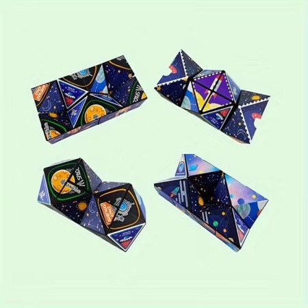 Jucarie Interactiva, Cyrax, 3D Cub Rubik, Diferite Forme, Anti-stress, Tema Spatiu Cosmic, Multicolor