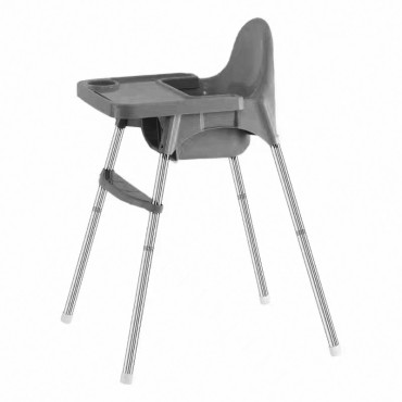 Scaun de masa telescopic pentru bebelusi si copii, Cyrax, cu Suport picioare si Centura de siguranta, reglabil pe inaltime, Varsta 6-32 luni, Gri