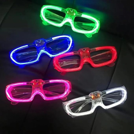 Ochelari de Petrecere cu LED, Cyrax, Model Neon, din Plastic, 3 Moduri de Iluminat, Marime Universala, Multicolor
