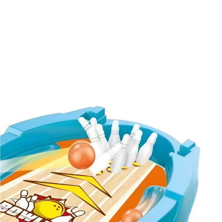 Joc de Masa Mini Bowling Interactiv pentru Copii, Cyrax, Mingi si Figurine Incluse, 26.5x19.5x5 cm, Albastru