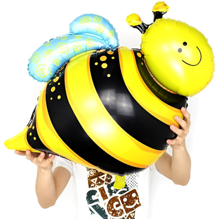 Balon din Folie Metalizata, Cyrax, Mini Figurine, Model Albinuță, 36x42cm, Ambalaj Individual, Pai Inclus, Umflare cu Aer sau Heliu, Multicolor